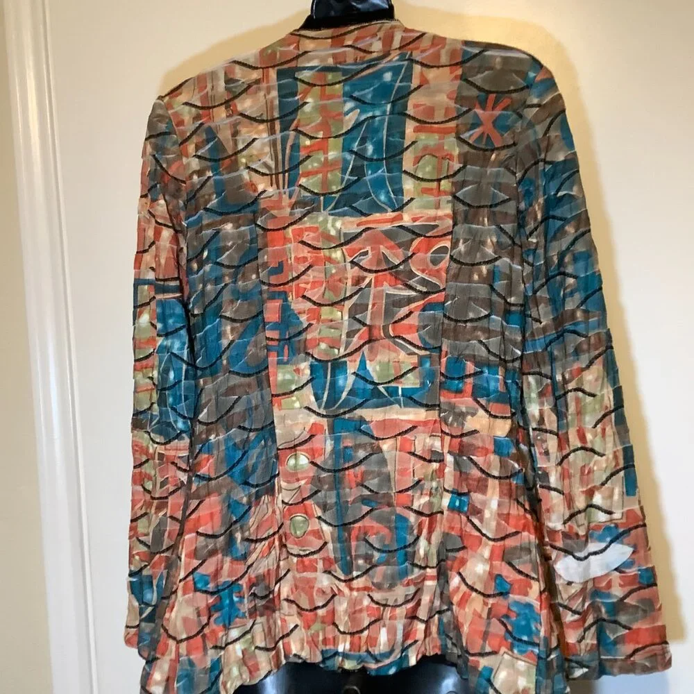 Pleats Collection Women Multi Color Jewel Button Jacket - Picture 2 of 3